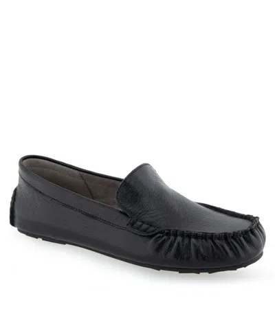 Aerosoles Coby Moc Toe Loafer In Black Leather