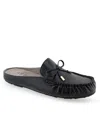 Aerosoles Cody Womens Bow Leather Slide Slippers In Black Leather