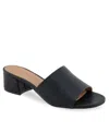 Aerosoles Women's Como Round Toe Slide Sandals In Black Lizard Embossed Faux Leather