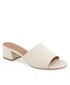 Aerosoles Women's Como Round Toe Slide Sandals In Eggnog Lizard Embossed Faux Leather