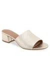 Aerosoles Women's Como Round Toe Slide Sandals In Gold Metallic Textured Faux Leather
