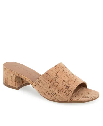 Aerosoles Women's Como Round Toe Slide Sandals In Natural Cork