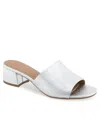 Aerosoles Women's Como Round Toe Slide Sandals In Silver Metallic Textured Faux Leather