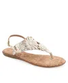 Aerosoles Connie Flower Slingback Sandal In Gold Metallic Textured Faux Leather