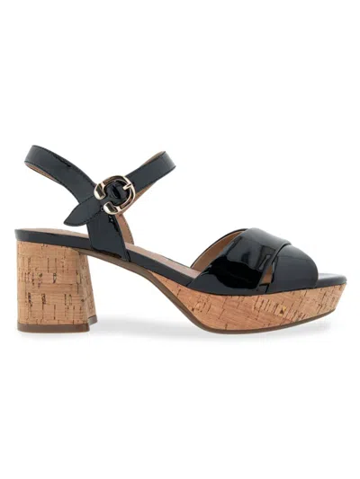 Aerosoles Women's Cosmos Leather Platform Sandals In Black Patent