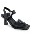 Aerosoles Crew Womens Faux Leather Strappy Kitten Heels In Black Polyurethane