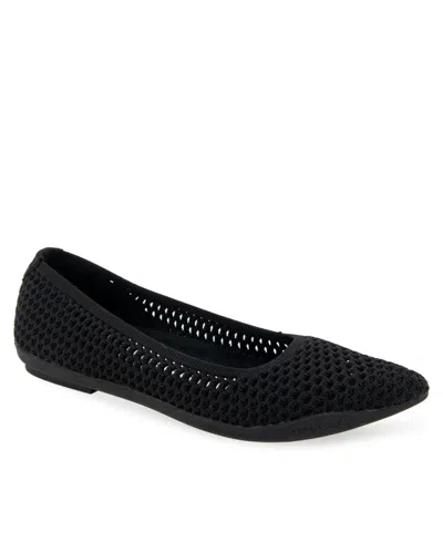 Aerosoles Women's Danielle Pointed Toe Flat Flats In Black Textured Knit Fabric