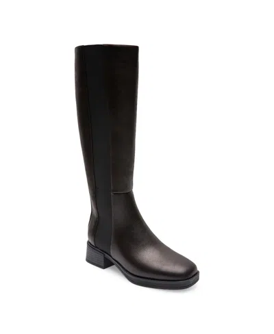 Aerosoles Women's Daria Double Zip Tall Boots In Java Grainy Faux Leather - Polyurethane