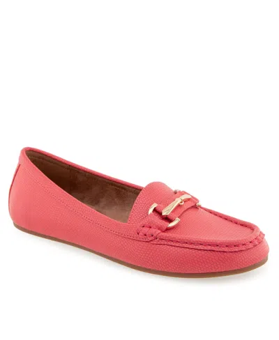 Aerosoles Women's Day-drive Round Toe Loafers In Coral Lizard Embossed Faux Leather