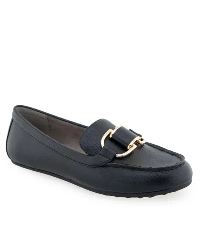 Aerosoles Denver Buckle Loafer In Black Polyurethane