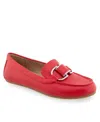 Aerosoles Denver Buckle Loafer In Racing Red Polyurethane Leather