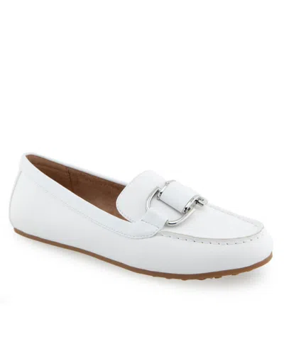 Aerosoles Denver Buckle Loafer In White Pu