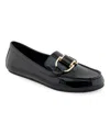 Aerosoles Denver Buckle Loafer In Black Patent Crinkled Faux Leather - Pol
