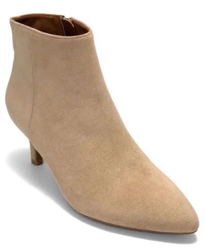 Aerosoles Women's Edith Pointed Toe Dress Booties In Camel Faux Suede