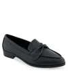 Aerosoles Ellis Ruched Strap Flat In Black Polyurethane