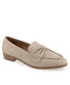 Aerosoles Ellis Ruched Strap Flat In Pale Khaki Faux Nubuck