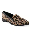 Aerosoles Nuit Womens Animal Print Faux Suede Loafers In Leopard Knit Fabric