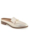 Aerosoles Women's Erik Pointed Toe Flat Mules In Gold Metallic Lizard Embossed Faux Leath