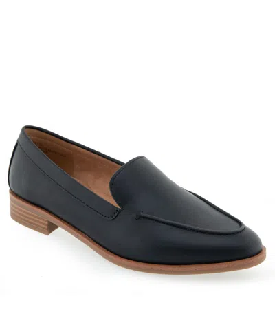 Aerosoles Women's Everest Tapered Dress Loafers In Black Faux Leather