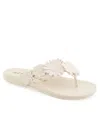 Aerosoles Farrah Flower Sandal In Eggnog Faux Leather