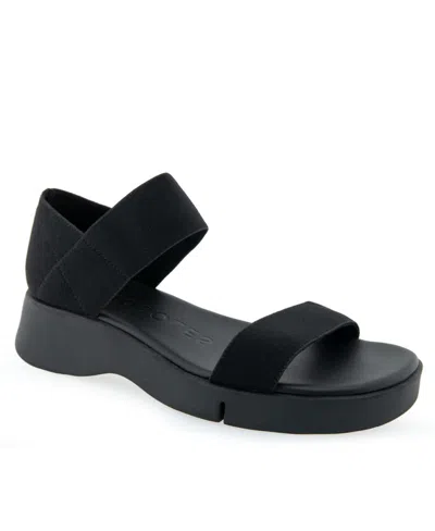 Aerosoles Freedom Lug Sole Sandal In Black Elastic