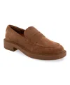 Aerosoles Women's Gelso Block Heel Loafers In Brown Tobacco Suede