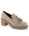 Aerosoles Gibes Fringe Loafer In Trench Coat Suede