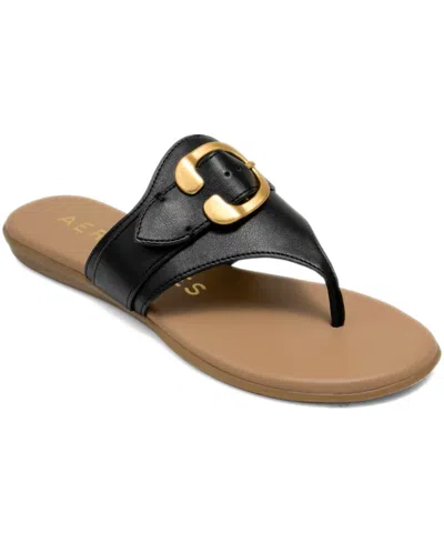 Aerosoles Women's Glitz Open Toe Flat Sandals In Black