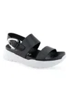 Aerosoles Hari Platform Sandal In Black Faux Leather-polyurethane