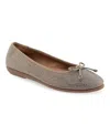 Aerosoles Women's Homebet Ballet Flats In Tan Trench Coat Faux Suede With Crystals