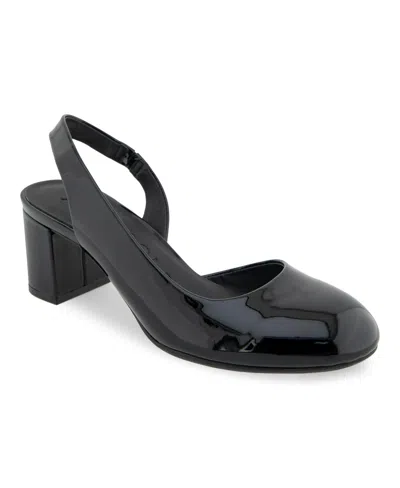 Aerosoles Women's Ice Pop Slingback Pumps In Black Patent Smooth