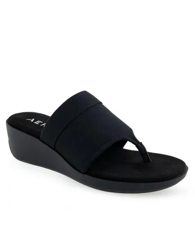 Aerosoles Women's Ilectra Wedge Sandals In Black Elastic