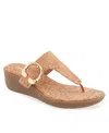Aerosoles Women's Izola Round Toe Wedge Sandals In Cork,gold Flecks