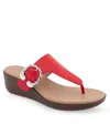 Aerosoles Izola Wedge Sandal In Racing Red Polyurethane Leather