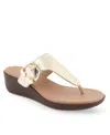 Aerosoles Izola Wedge Sandal In Soft Gold Polyurethane