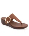 Aerosoles Izola Wedge Sandal In Tan Polyurethane Leather