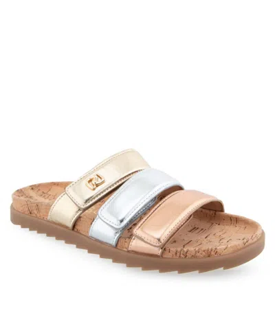 Aerosoles Lee Grip Sole Sandal In Rose Gold Leather