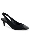 Aerosoles Levi Cap Toe Slingback Pump In Black Neoprene Fabric