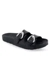 Aerosoles Link Buckle Slide Sandal In Black Leather