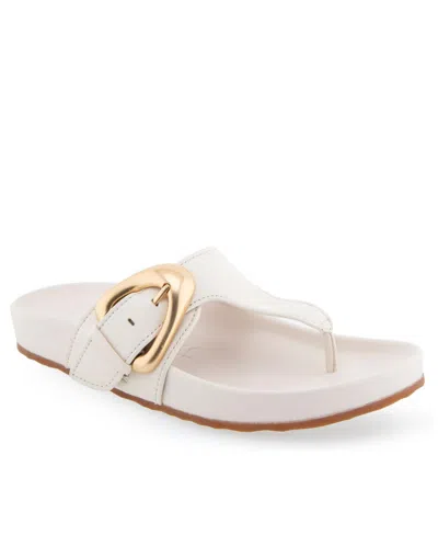 Aerosoles Lloyd Buckle Sandal In Eggnog Leather