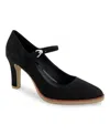 Aerosoles Women's Lois Ornamented Strap Pumps In Black Suede