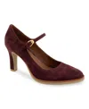 Aerosoles Women's Lois Ornamented Strap Pumps In Deep Aubergine Suede