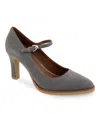 Aerosoles Women's Lois Ornamented Strap Pumps In Gray Suede