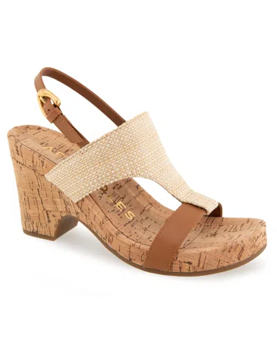 Aerosoles Women's Mackenzie Round Toe Platform Sandals In Natural,tan Raffia