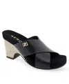 Aerosoles Madina Woven Heel Sandal In Black Leather