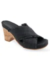 Aerosoles Women's Madina Open Toe Wedge Sandals In Black Raffia