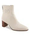 Aerosoles Women's Magnus Logo Embossed Booties In Eggnog Smooth Leather