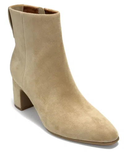 Aerosoles Women's Mari Block Heel Dress Booties In Camel Suede
