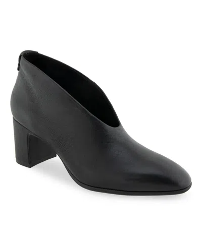 Aerosoles Women's Maud Pointed Toe Shooties In Black Shiny Smooth Leather