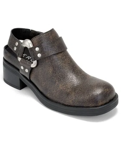 Aerosoles Women's Maya Slip-on Booties In Black Crackle Faux Leather